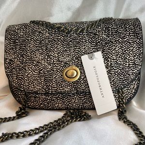Small spotted faux fur Anthropology cross body bag